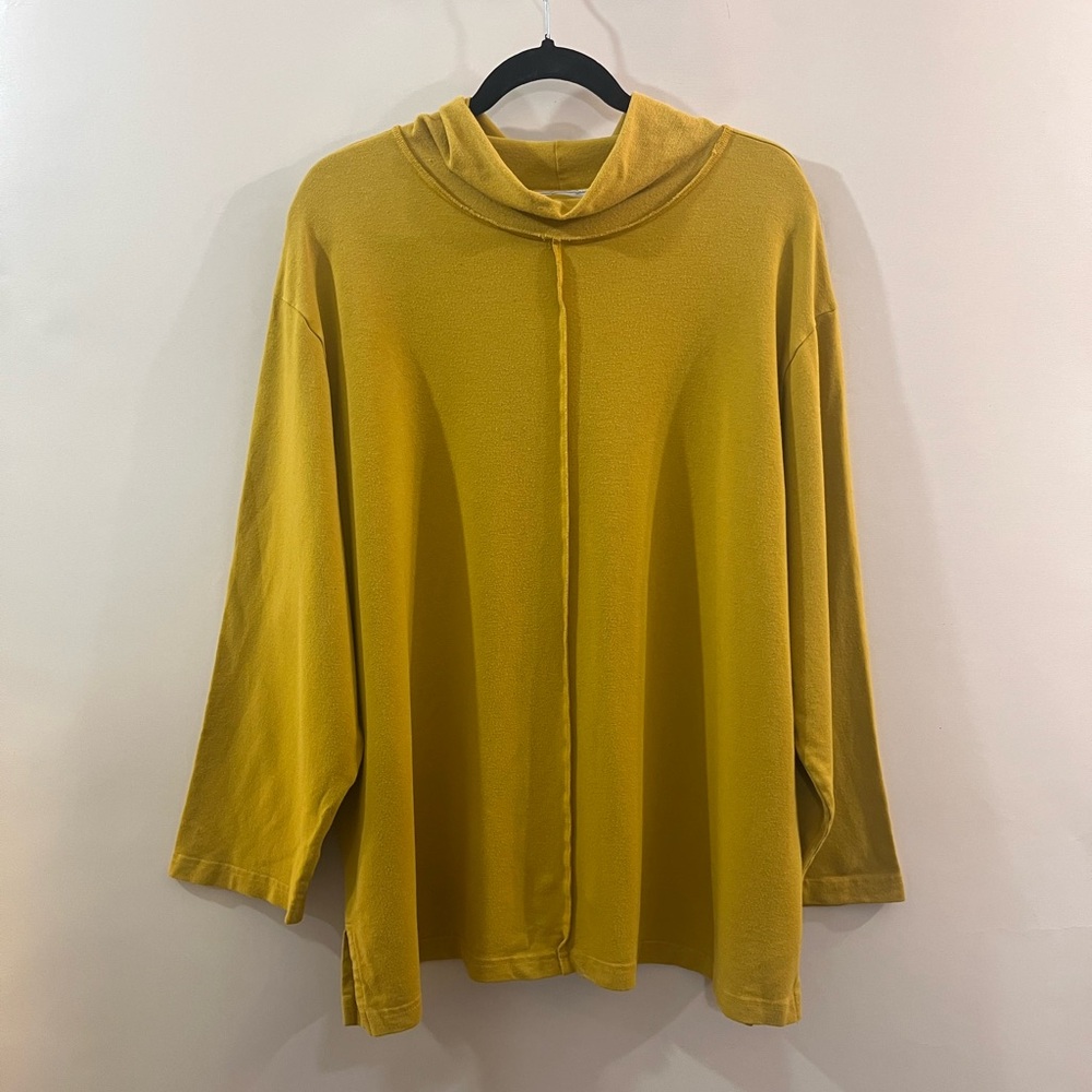 Bryn Walker Womens Large Bamboo French Terry Couch Top Mock Neck